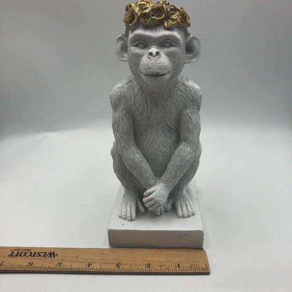 Monkey Figurines Sculptures Gold Flower Crown Tabletop Sagebrook Home Décor - Picture 12 of 12